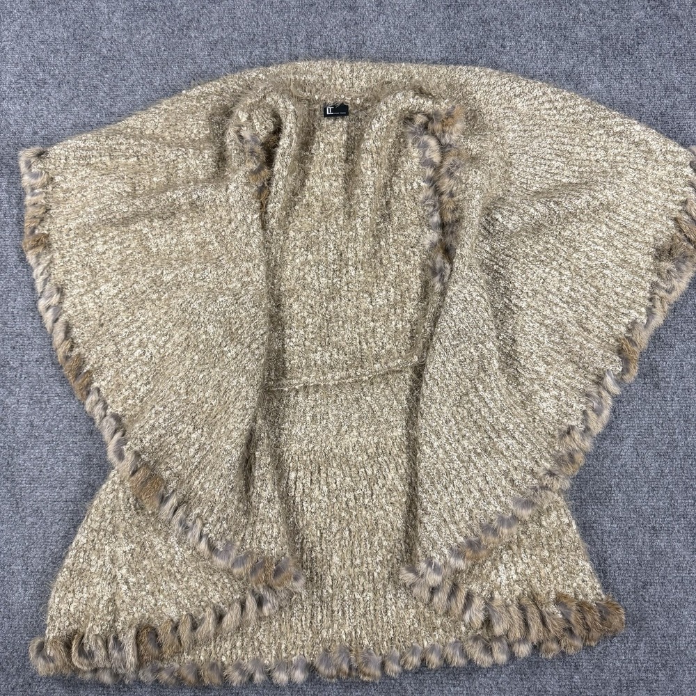 Love‎ Token Sweater Vest Open Cardigan Medium Knit Rabbit Fur Trim Flow Drake